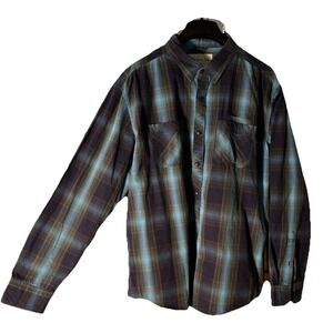 just keep livin Mens LS Shirt Blue Plaid Sz XXL 100% Cotton Casual  Retro